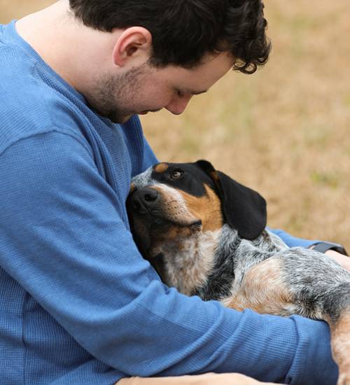 A man and a dog